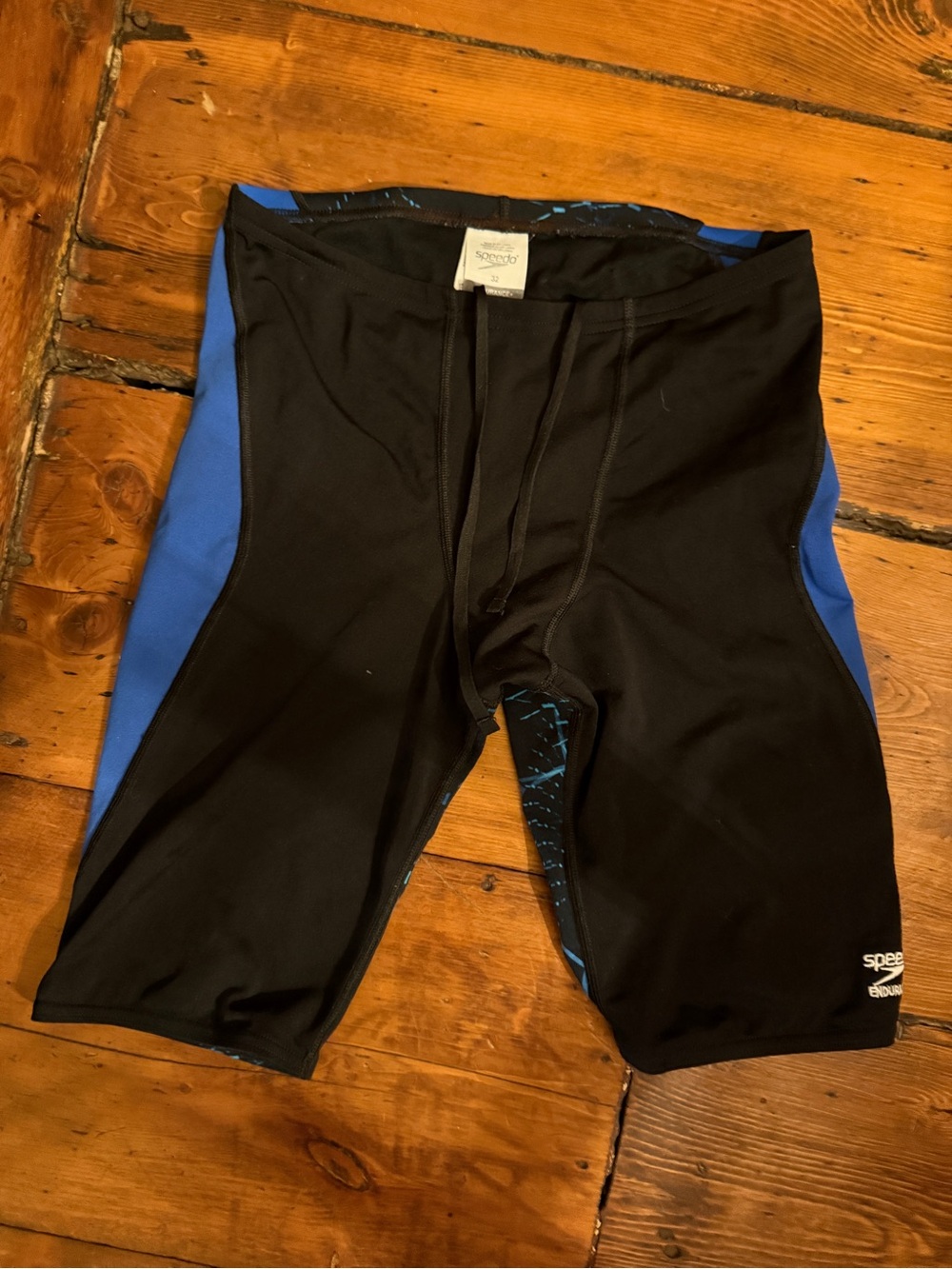 Speedo Men’s Black and Blue Training Jammer Swim Trunks